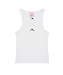 RIBBON SLEEVELESS TOP_WHITE