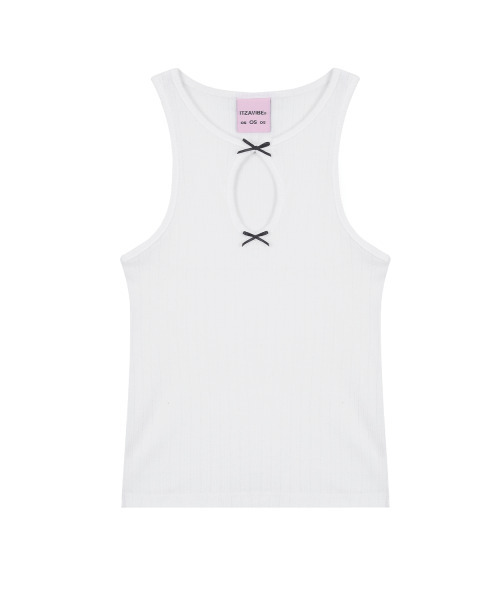 ITZAVIBE(イッザバイブ)の「RIBBON SLEEVELESS TOP_WHITE(Tシャツ/カットソー・レディース・その他・ONE SIZE)」の2枚目の写真