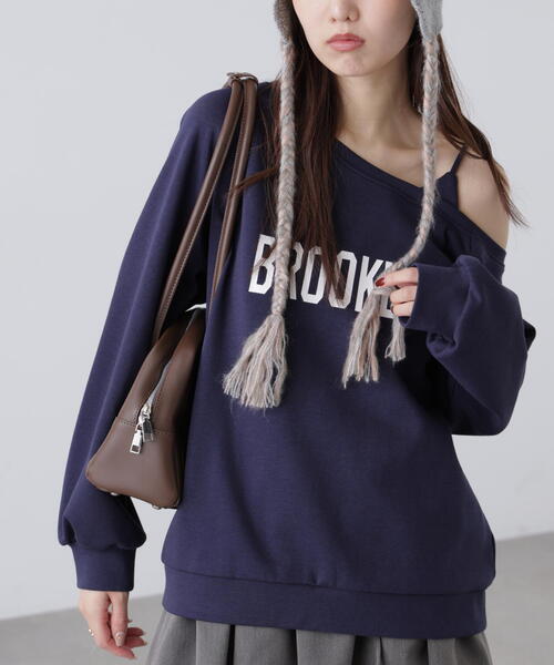 FREE'S MART(フリーズマート)の「◆ワンショルロゴプリントスウェット(スウェット・レディース・ネイビー/グレー/ホワイト・FREE)」の3枚目の写真