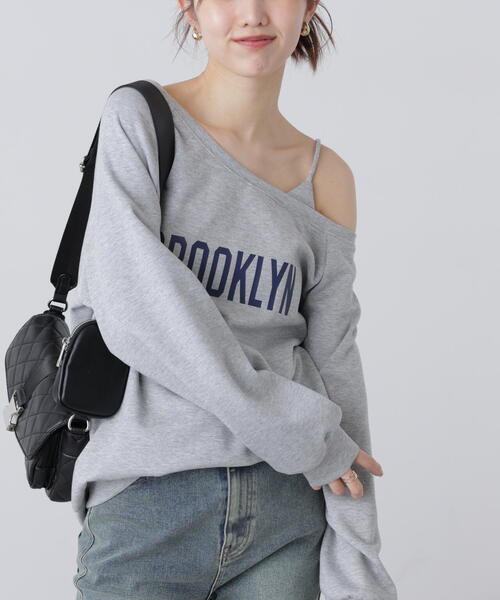 FREE'S MART(フリーズマート)の「◆ワンショルロゴプリントスウェット(スウェット・レディース・ネイビー/グレー/ホワイト・FREE)」の6枚目の写真