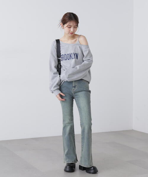 FREE'S MART(フリーズマート)の「◆ワンショルロゴプリントスウェット(スウェット・レディース・ネイビー/グレー/ホワイト・FREE)」の5枚目の写真