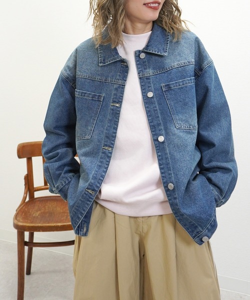 gossara(ゴサラ)の「【1枚持っておきたい】デニムオーバーサイズジャケット(デニムジャケット・レディース・ブルー系その他/ブルー/ブラック・FREE)」の1枚目の写真