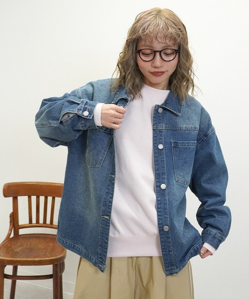 gossara(ゴサラ)の「【1枚持っておきたい】デニムオーバーサイズジャケット(デニムジャケット・レディース・ブルー系その他/ブルー/ブラック・FREE)」の11枚目の写真