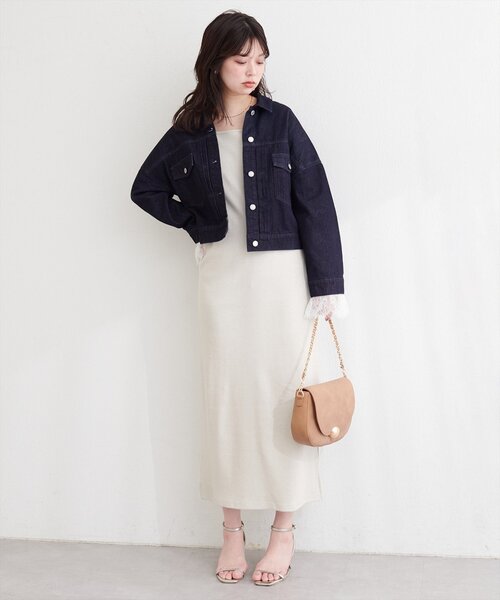 natural couture（ナチュラルクチュール）の「袖レース付きGジャン（デニムジャケット・レディース・オフホワイト/ブルー/インディゴブルー・FREE）」の16枚目の写真