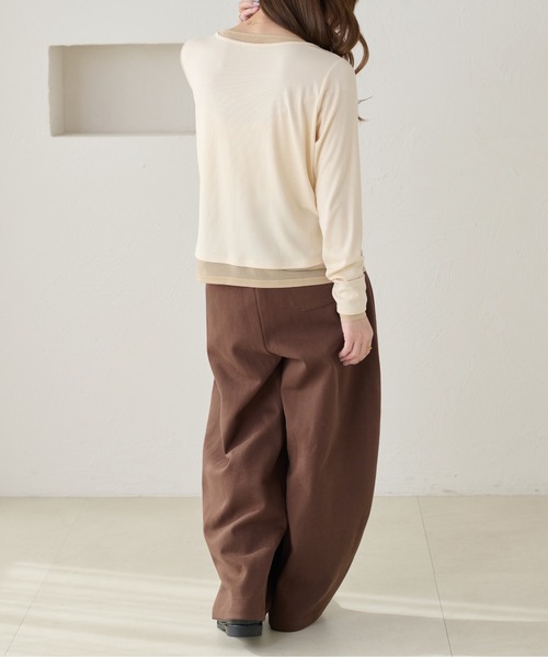 apres jour clair(アプレジュールクレア)の「【apres jour clair】レイヤードトップス(Tシャツ/カットソー・レディース・アイボリー/ピンクベージュ/グレー・フリー/X-LARGE)」の12枚目の写真