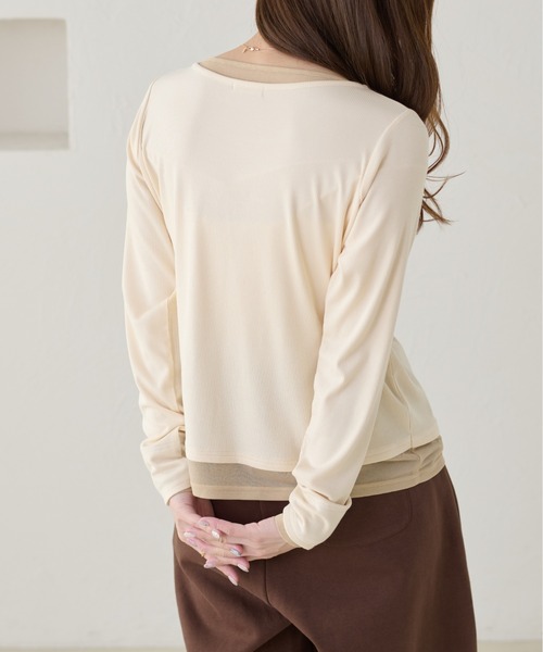 apres jour clair(アプレジュールクレア)の「【apres jour clair】レイヤードトップス(Tシャツ/カットソー・レディース・アイボリー/ピンクベージュ/グレー・フリー/X-LARGE)」の7枚目の写真