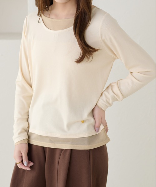 apres jour clair(アプレジュールクレア)の「【apres jour clair】レイヤードトップス(Tシャツ/カットソー・レディース・アイボリー/ピンクベージュ/グレー・フリー/X-LARGE)」の6枚目の写真