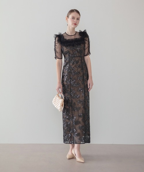 Leja(レジャ)の「【LEJA】スクエアチュールギャザーフラワースパンコールIラインドレス美脚効果結婚式 パーティードレス 成人式 二次会 同窓会 お呼ばれ オケージョン 20代 30代(ドレス・レディース・ブラック/グレー・SMALL/MEDIUM)」の15枚目の写真