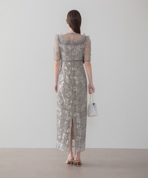 Leja(レジャ)の「【LEJA】スクエアチュールギャザーフラワースパンコールIラインドレス美脚効果結婚式 パーティードレス 成人式 二次会 同窓会 お呼ばれ オケージョン 20代 30代(ドレス・レディース・ブラック/グレー・SMALL/MEDIUM)」の7枚目の写真