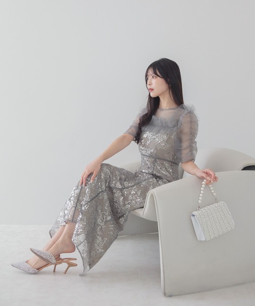 Leja(レジャ)の「【LEJA】スクエアチュールギャザーフラワースパンコールIラインドレス美脚効果結婚式 パーティードレス 成人式 二次会 同窓会 お呼ばれ オケージョン 20代 30代(ドレス・レディース・ブラック/グレー・SMALL/MEDIUM)」の22枚目の写真