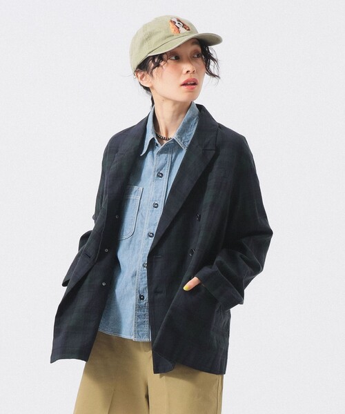 BEAMS BOY(ビームスボーイ)の「チェック ダブル ジャケット(テーラードジャケット・レディース・グレー/ブルー系その他・0/1)」の2枚目の写真