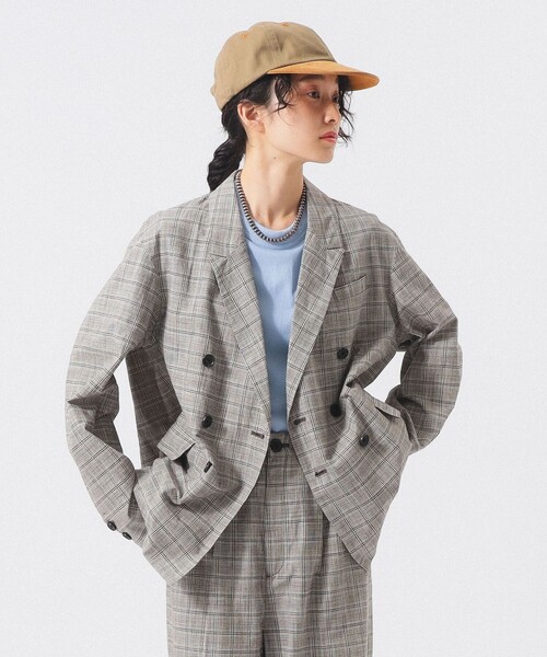 BEAMS BOY(ビームスボーイ)の「チェック ダブル ジャケット(テーラードジャケット・レディース・グレー/ブルー系その他・0/1)」の6枚目の写真