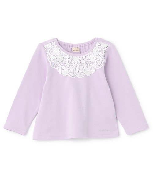 petit main(프티 마인)의 「요크 레이스 긴팔 T셔츠(T셔츠/컷소우)」｜라벤더