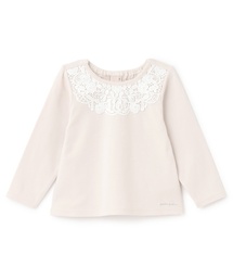 petit main（プティマイン）の「ヨークレース長袖Tシャツ（Tシャツ/カットソー）」