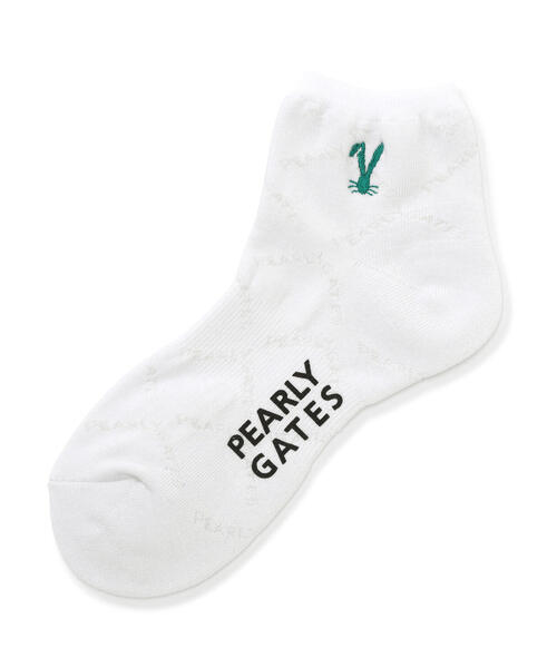 PEARLY GATES(パーリーゲイツ)の「【PEARLY GATES】ロゴアーガイル柄ショートSOX(ソックス/靴下・メンズ・ホワイト/ネイビー/ピンク系その他・FREE)」の1枚目の写真