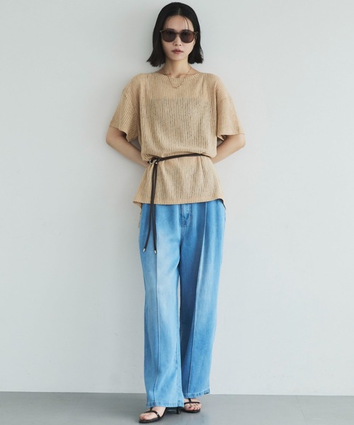 Doux archives(ドゥアルシーヴ)の「シアーメッシュTee(Tシャツ/カットソー・レディース・ベージュ/オフホワイト/ブラック・FREE)」の8枚目の写真