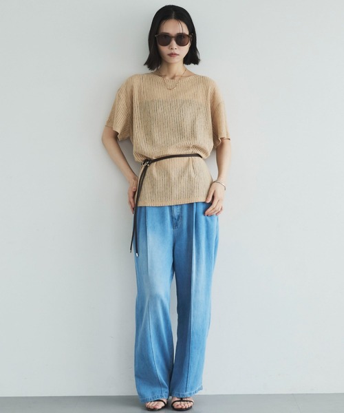 Doux archives(ドゥアルシーヴ)の「シアーメッシュTee(Tシャツ/カットソー・レディース・ベージュ/オフホワイト/ブラック・FREE)」の9枚目の写真