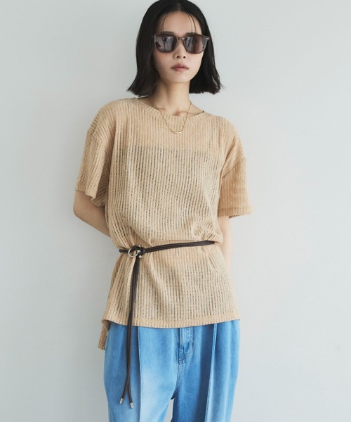 Doux archives(ドゥアルシーヴ)の「シアーメッシュTee(Tシャツ/カットソー・レディース・ベージュ/オフホワイト/ブラック・FREE)」の10枚目の写真