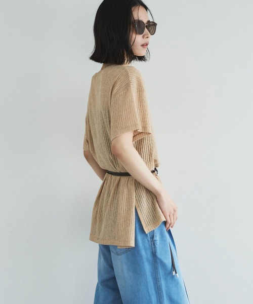 Doux archives(ドゥアルシーヴ)の「シアーメッシュTee(Tシャツ/カットソー・レディース・ベージュ/オフホワイト/ブラック・FREE)」の11枚目の写真
