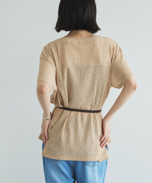 Doux archives(ドゥアルシーヴ)の「シアーメッシュTee(Tシャツ/カットソー・レディース・ベージュ/オフホワイト/ブラック・FREE)」の12枚目の写真