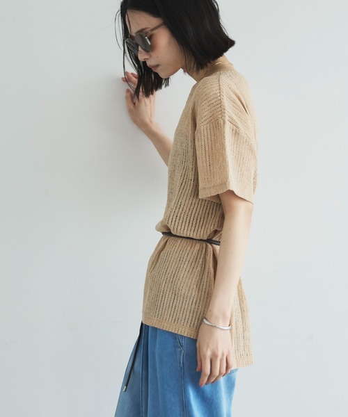 Doux archives(ドゥアルシーヴ)の「シアーメッシュTee(Tシャツ/カットソー・レディース・ベージュ/オフホワイト/ブラック・FREE)」の13枚目の写真