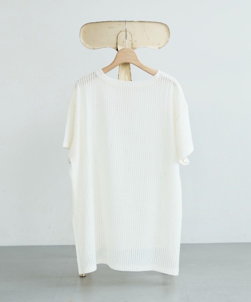 Doux archives(ドゥアルシーヴ)の「シアーメッシュTee(Tシャツ/カットソー・レディース・ベージュ/オフホワイト/ブラック・FREE)」の4枚目の写真