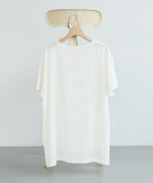 Doux archives(ドゥアルシーヴ)の「シアーメッシュTee(Tシャツ/カットソー・レディース・ベージュ/オフホワイト/ブラック・FREE)」の5枚目の写真
