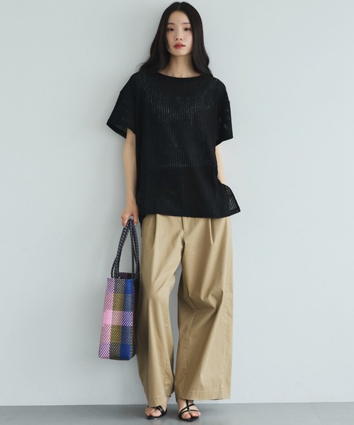 Doux archives(ドゥアルシーヴ)の「シアーメッシュTee(Tシャツ/カットソー・レディース・ベージュ/オフホワイト/ブラック・FREE)」の16枚目の写真