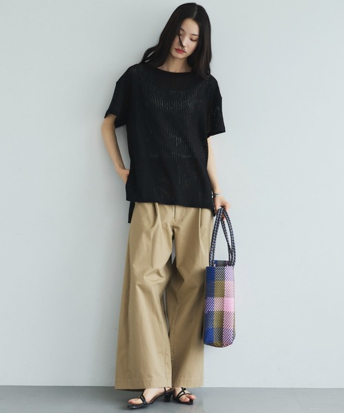 Doux archives(ドゥアルシーヴ)の「シアーメッシュTee(Tシャツ/カットソー・レディース・ベージュ/オフホワイト/ブラック・FREE)」の17枚目の写真