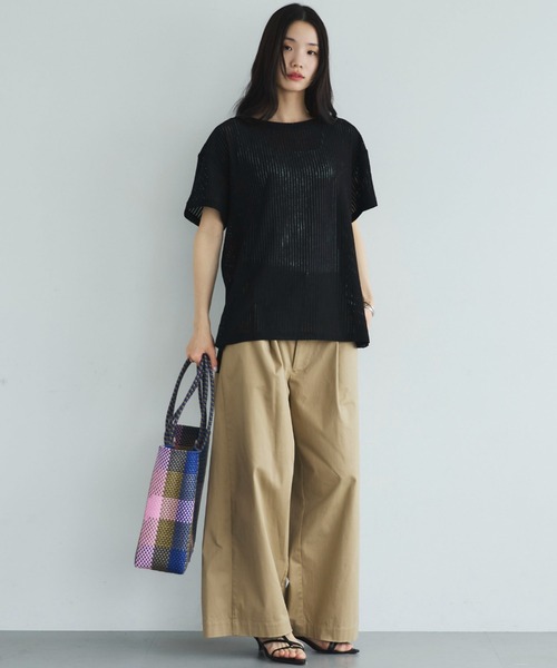 Doux archives(ドゥアルシーヴ)の「シアーメッシュTee(Tシャツ/カットソー・レディース・ベージュ/オフホワイト/ブラック・FREE)」の18枚目の写真