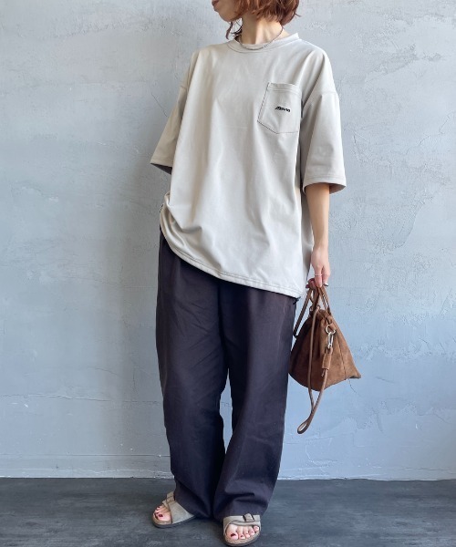 MIZUNO（ミズノ　）の「【WEB先行予約】[MIZUNO/ミズノ] 別注 ポケット付き ワンポイントロゴ刺繍 Tシャツ（Tシャツ/カットソー・レディース・グレイッシュベージュ/ブラック/ホワイト・M/S/XL/L）」の21枚目の写真