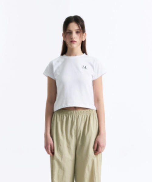 MUCENT(ムセント)の「◇MUCENT◇ブランド直輸入正規品/MUCENT SIGNATURE BACK LOGO CROP T シグニチャーバックラウンド円形ロゴクロップ半袖Tシャツ(Tシャツ/カットソー・レディース・ホワイト・S)」の9枚目の写真
