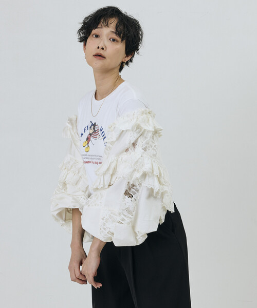 Freada（フリーダ）の「Freada/フリーダ 襟付き 2WAYレースボレロ&チャップス（シャツ/ブラウス・レディース・ブラック/ホワイト・ONE SIZE）」の5枚目の写真