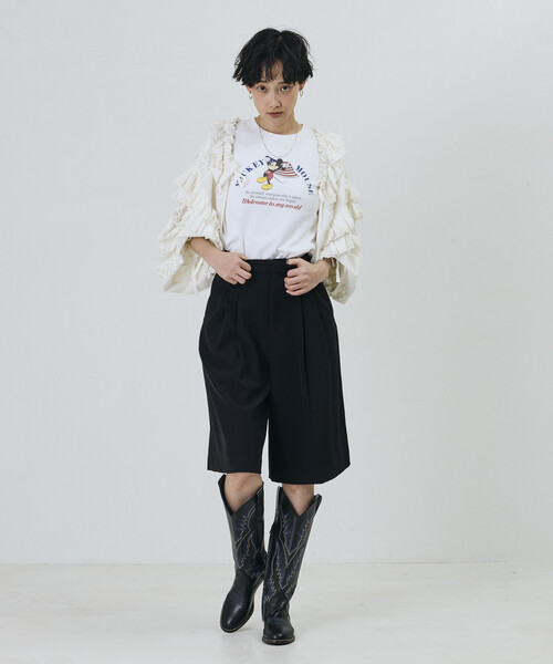Freada(フリーダ)の「Freada/フリーダ 襟付き 2WAYレースボレロ&チャップス(シャツ/ブラウス・レディース・ブラック/ホワイト・ONE SIZE)」の9枚目の写真