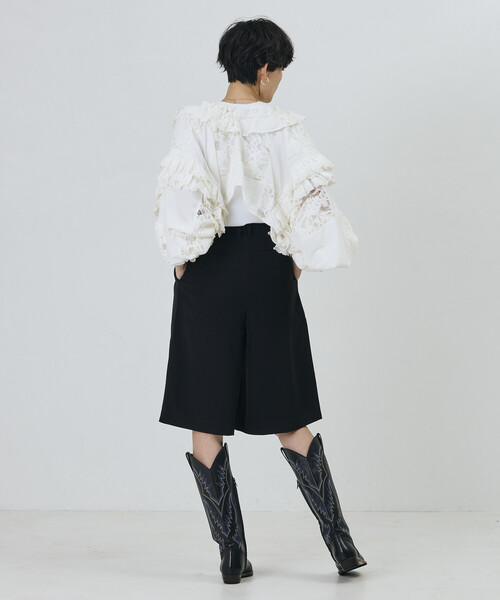 Freada(フリーダ)の「Freada/フリーダ 襟付き 2WAYレースボレロ&チャップス(シャツ/ブラウス・レディース・ブラック/ホワイト・ONE SIZE)」の14枚目の写真