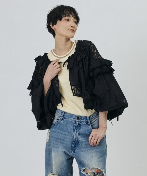 Freada(フリーダ)の「Freada/フリーダ 襟付き 2WAYレースボレロ&チャップス(シャツ/ブラウス・レディース・ブラック/ホワイト・ONE SIZE)」の17枚目の写真
