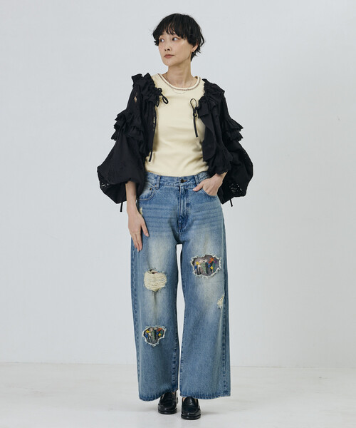 Freada/フリーダ 襟付き 2WAYレースボレロ&チャップス(シャツ Freada/フリーダ 襟付き 2WAYレースボレロ&チャップス(シャツ