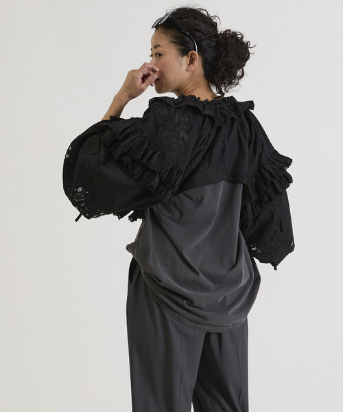 Freada（フリーダ）の「Freada/フリーダ 襟付き 2WAYレースボレロ&チャップス（シャツ/ブラウス・レディース・ブラック/ホワイト・ONE SIZE）」の8枚目の写真