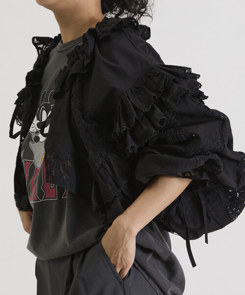 Freada（フリーダ）の「Freada/フリーダ 襟付き 2WAYレースボレロ&チャップス（シャツ/ブラウス・レディース・ブラック/ホワイト・ONE SIZE）」の12枚目の写真