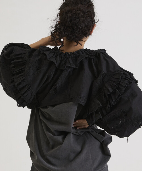 Freada（フリーダ）の「Freada/フリーダ 襟付き 2WAYレースボレロ&チャップス（シャツ/ブラウス・レディース・ブラック/ホワイト・ONE SIZE）」の15枚目の写真