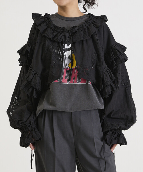 Freada（フリーダ）の「Freada/フリーダ 襟付き 2WAYレースボレロ&チャップス（シャツ/ブラウス・レディース・ブラック/ホワイト・ONE SIZE）」の17枚目の写真