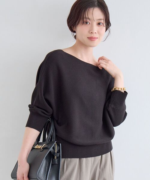 le.coeur blanc(ルクールブラン)の「2wayドルマンニット(ニット/セーター・レディース・ブラック/サックスブルー/ピンク/オフホワイト・38)」の1枚目の写真