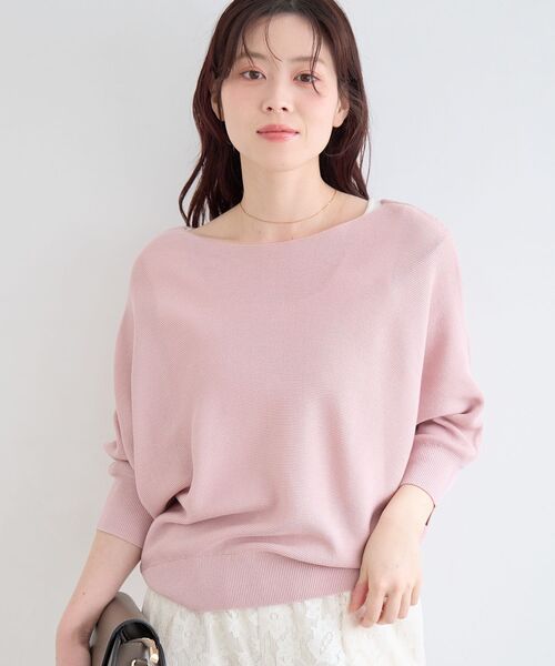 le.coeur blanc(ルクールブラン)の「2wayドルマンニット(ニット/セーター・レディース・ブラック/サックスブルー/ピンク/オフホワイト・38)」の6枚目の写真