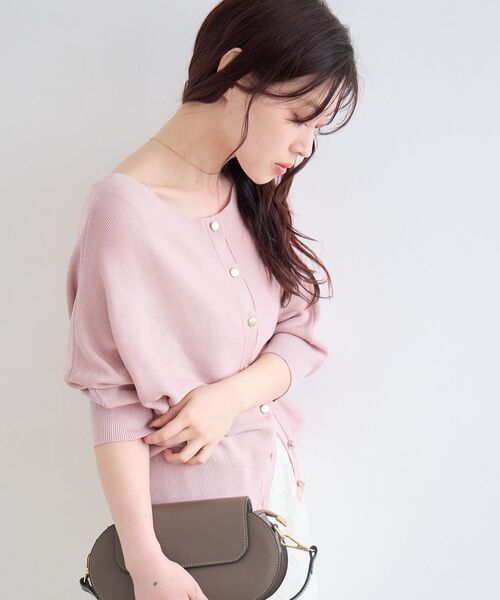 le.coeur blanc(ルクールブラン)の「2wayドルマンニット(ニット/セーター・レディース・ブラック/サックスブルー/ピンク/オフホワイト・38)」の16枚目の写真