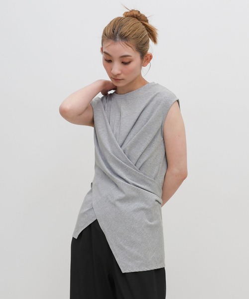 select MOCA(セレクトモカ)の「ウエストラップノースリーブトップス(Tシャツ/カットソー・レディース・ホワイト/ブラック/グレー・FREE)」の1枚目の写真