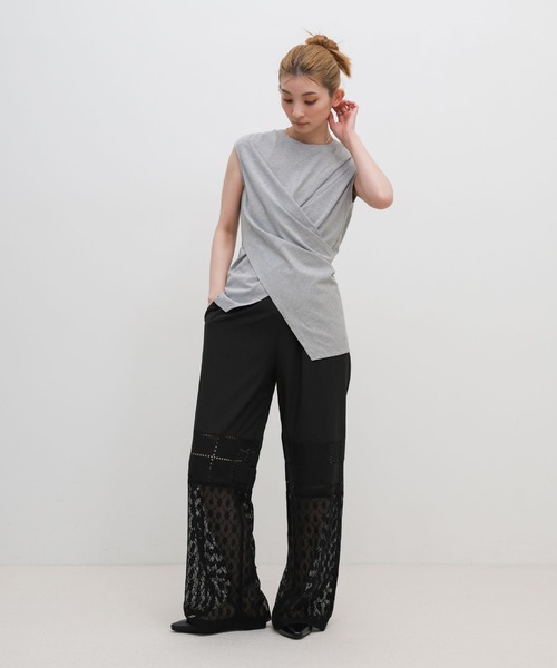 select MOCA(セレクトモカ)の「ウエストラップノースリーブトップス(Tシャツ/カットソー・レディース・ホワイト/ブラック/グレー・FREE)」の11枚目の写真