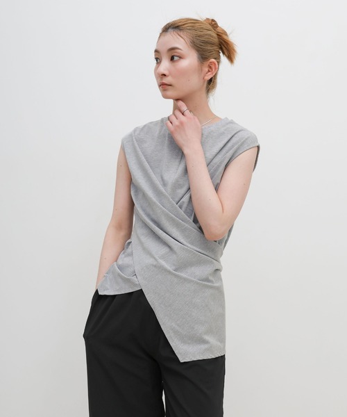 select MOCA(セレクトモカ)の「ウエストラップノースリーブトップス(Tシャツ/カットソー・レディース・ホワイト/ブラック/グレー・FREE)」の15枚目の写真