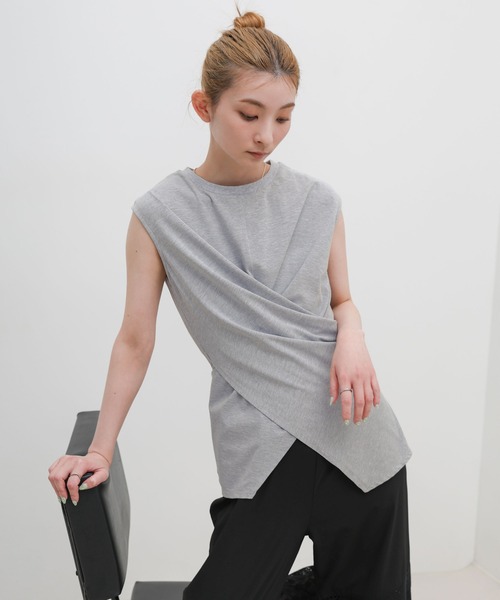 select MOCA(セレクトモカ)の「ウエストラップノースリーブトップス(Tシャツ/カットソー・レディース・ホワイト/ブラック/グレー・FREE)」の9枚目の写真