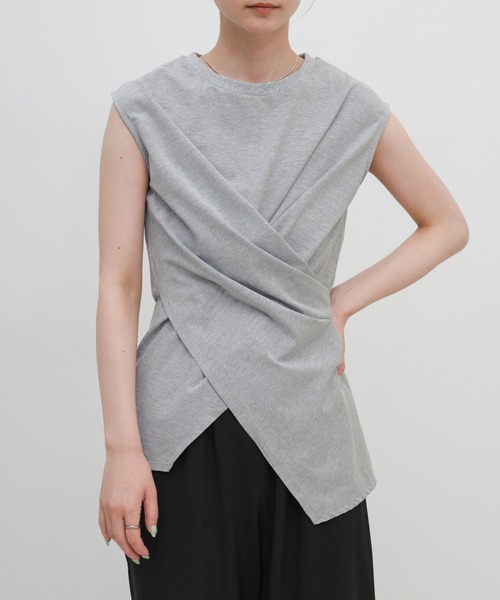 select MOCA(セレクトモカ)の「ウエストラップノースリーブトップス(Tシャツ/カットソー・レディース・ホワイト/ブラック/グレー・FREE)」の12枚目の写真