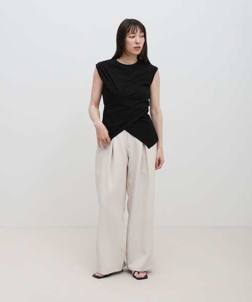 select MOCA(セレクトモカ)の「ウエストラップノースリーブトップス(Tシャツ/カットソー・レディース・ホワイト/ブラック/グレー・FREE)」の7枚目の写真